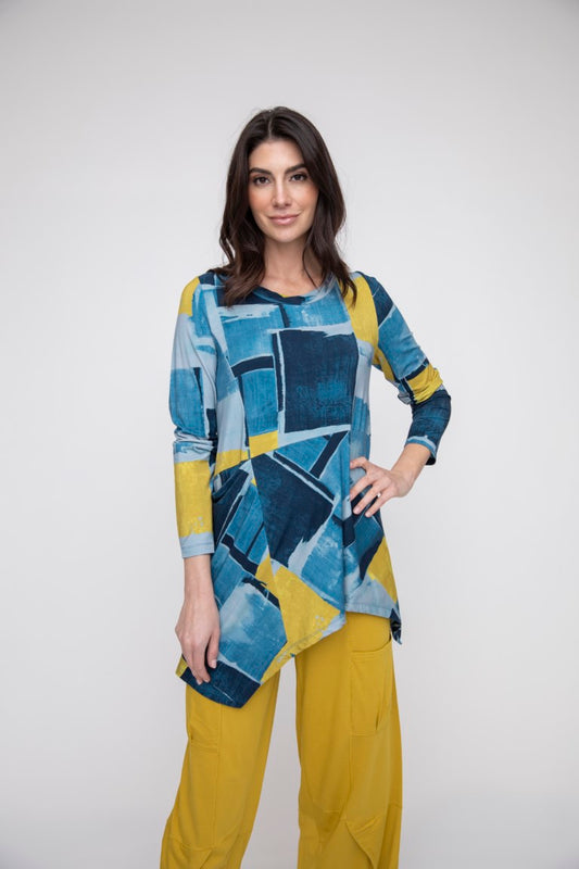 LIV BY HABITAT ASYMMETRICAL TUNIC - BLUE MULTI - 142805WTROCEAN