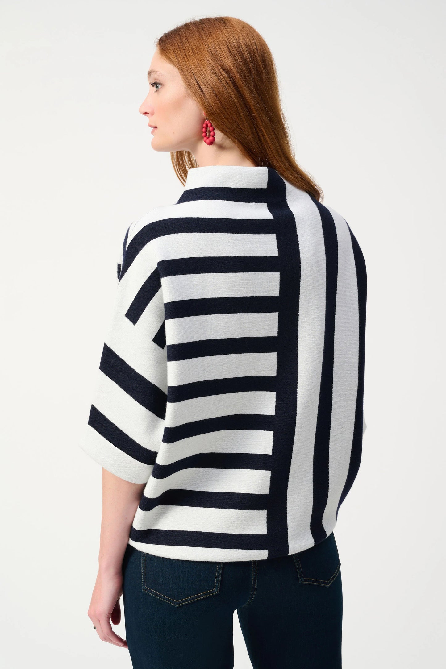 JOSEPH RIBKOFF JACQUARD STRIPE SWEATER - NAVY MULTI