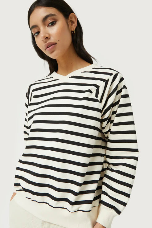 COMPANIA FANTASTICA STRIPED SWEATSHIRT - BLACK & WHITE - 42000BLKWHT