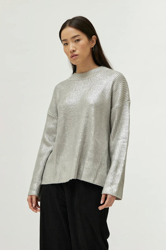 COMPANIA FANTASTICA SILVER METALLIC SWEATER