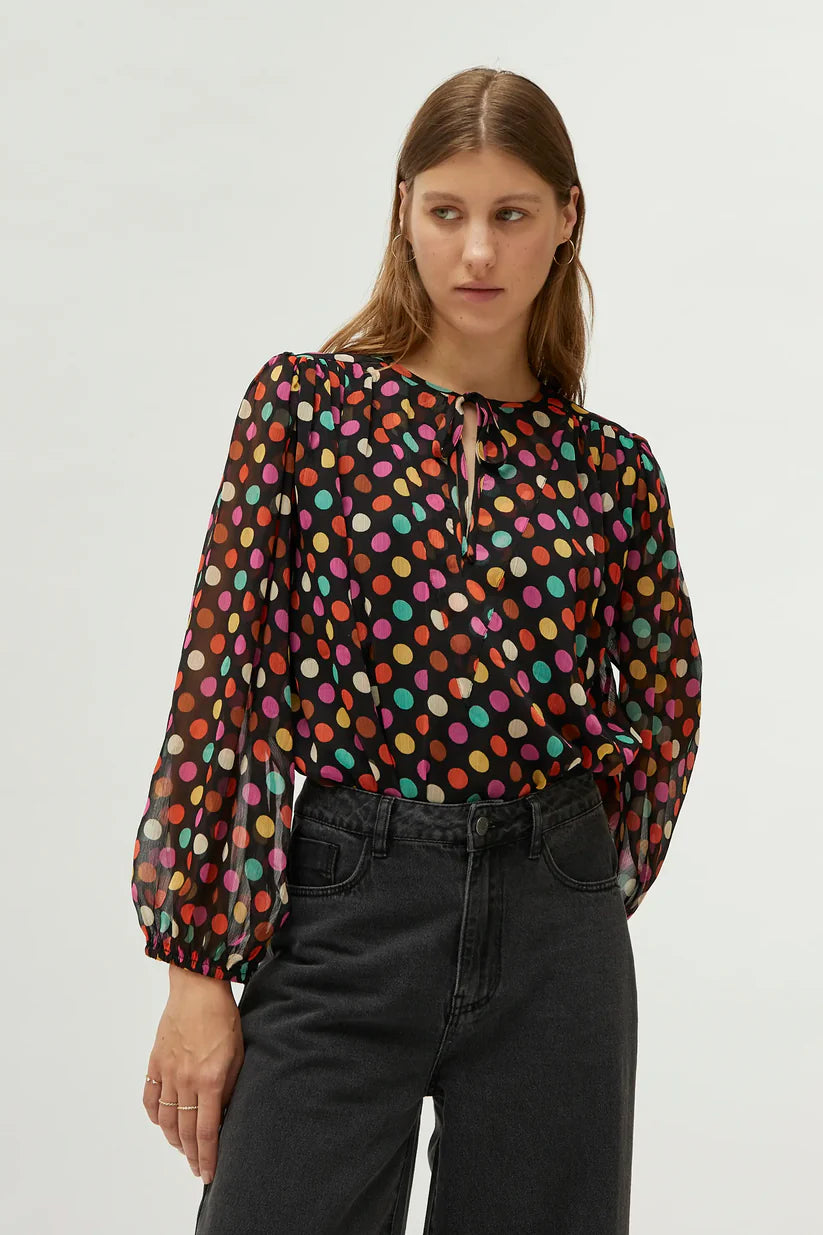 COMPANIA FANTASTICA MULTICOLORED DOTS BLOUSE