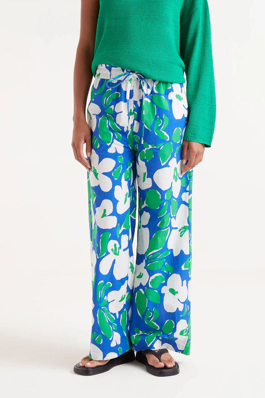 COMPANIA FANTASTICA FLORAL TROUSERS - BLUE & GREEN