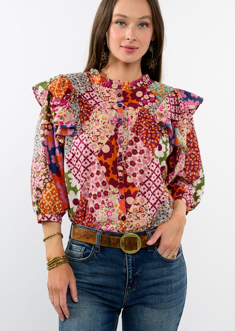 IVY JANE PATCHWORK PEASANT TOP