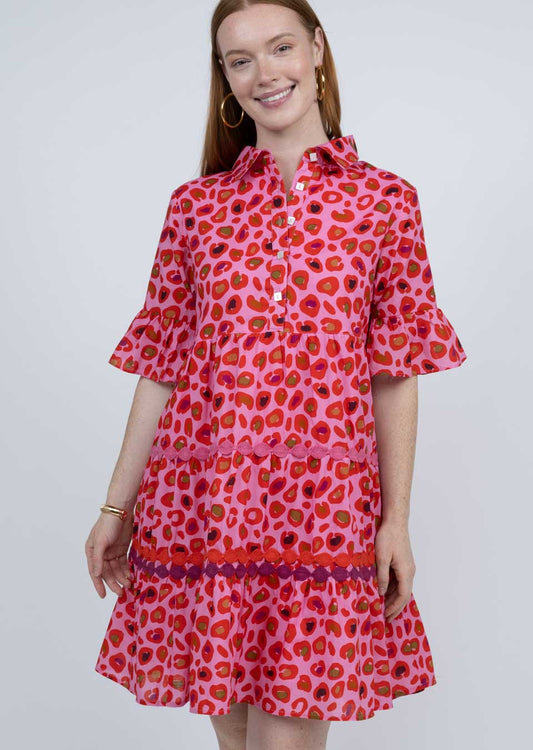 IVY JANE LEOPARD DRESS - PINK MULTI