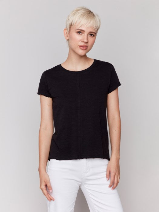 CHARLIE B ORGANIC COTTON SLUB TOP - BLACK