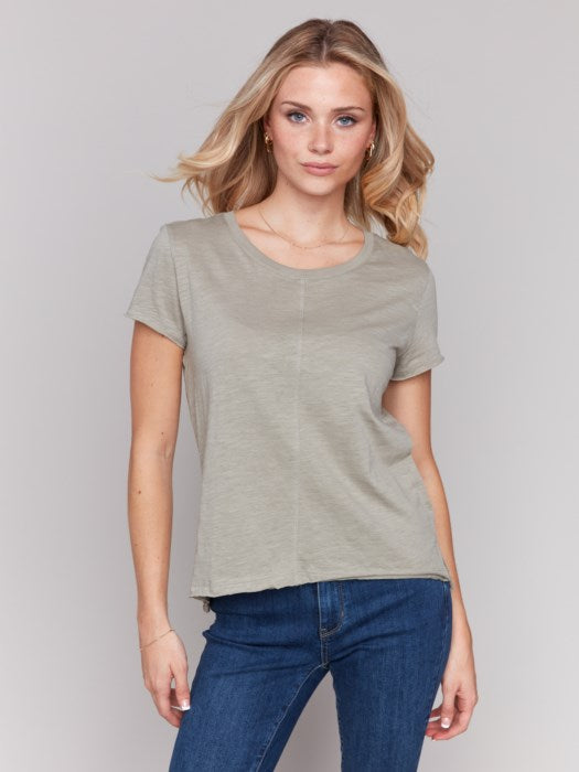 CHARLIE B ORGANIC COTTON SLUB TOP - OLIVE