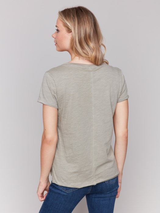 CHARLIE B ORGANIC COTTON SLUB TOP - OLIVE