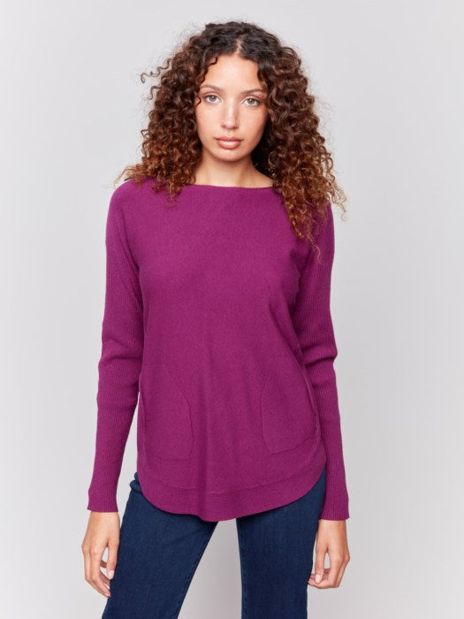 *SALE* CHARLIE B PLUSHY KNIT SWEATER - MULBERRY - C2170W464A674