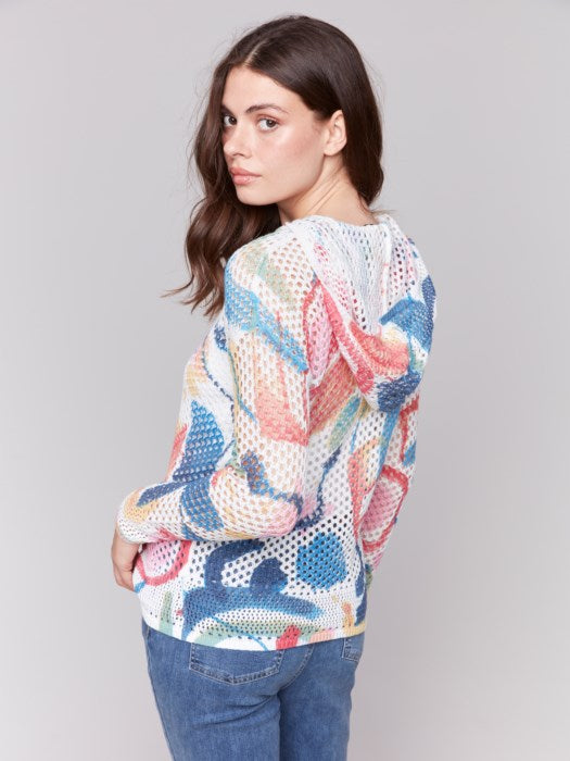 CHARLIE B PRINTED CROCHET SWEATER - MULTI