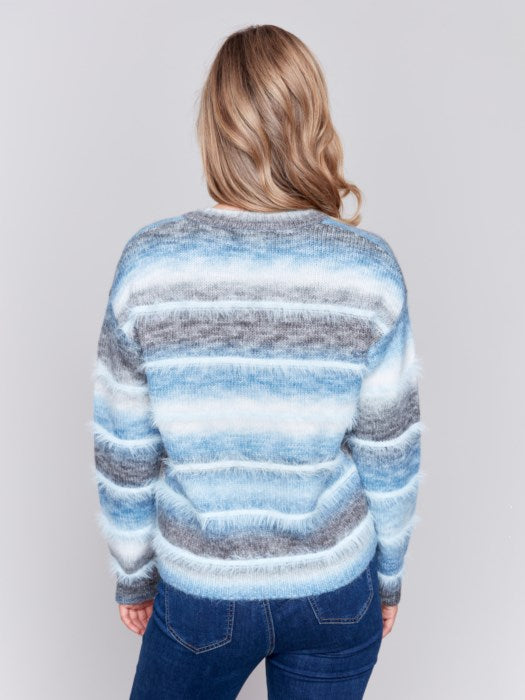 *SALE* CHARLIE B SRIPED SWEATER - CREAM & BLUE - C2758079CP655