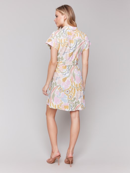 CHARLIE B SHORT-SLEEVE BUTTON-UP DRESS - MULTI