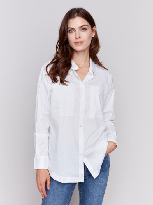 *SALE* CHARLIE B POPLIN SHIRT - WHITE - C4457X441B002