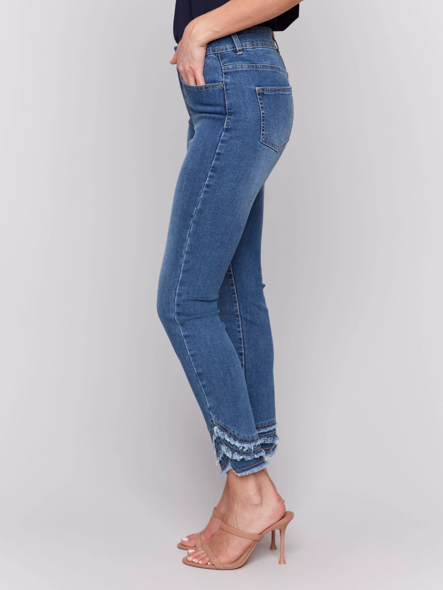 CHARLIE B FRAYED HEM JEAN - DENIM - C5273S431A156