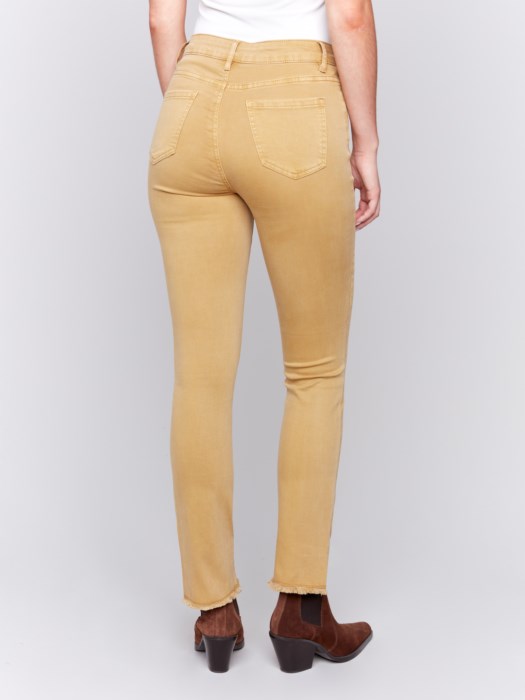 *SALE* CHARLIE B COLORED ASYMMETRICAL TWILL PANT - AMBER YELLOW - C5429RR618A224