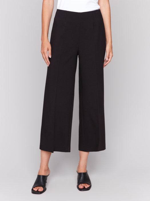 CHARLIE B WIDE LEG PANT  - BLACK