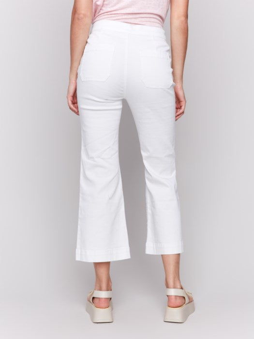 CHARLIE B PULL-ON FLARE PANT - WHITE