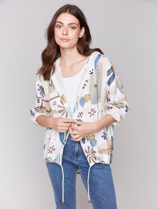 CHARLIE B PRINTED LINEN DUSTER JACKET - MULTI