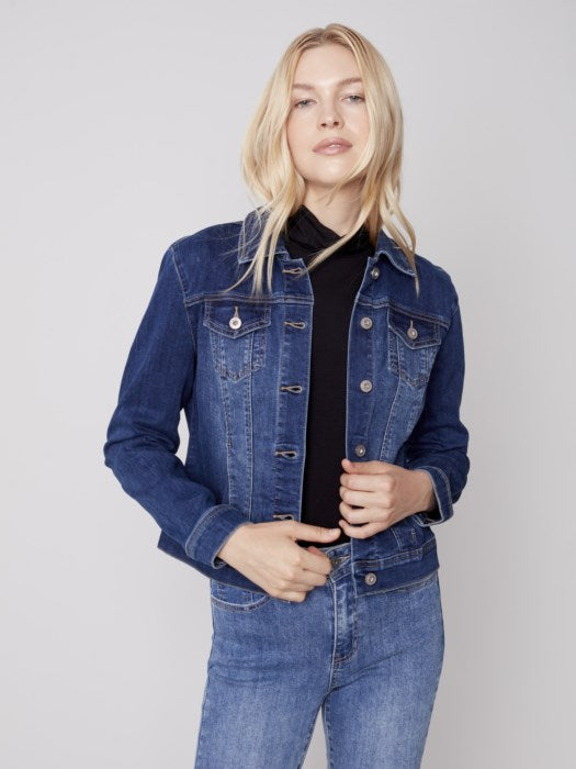 CHARLIE B STRETCH DENIM JACKET - INDIGO