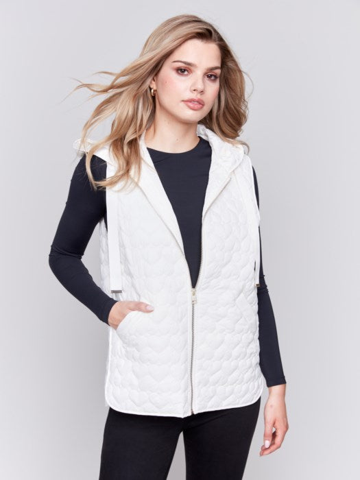 CHARLIE B SHORT QUILTED VEST - ECRU - C6322062C276