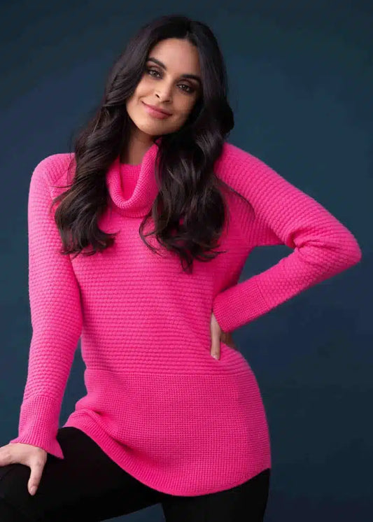 ELENA WANG COWL-NECK SWEATER - FUCHSIA - EW33071FUCH