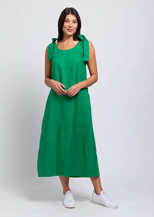 FOIL BALI TIE DRESS - KELLY GREEN