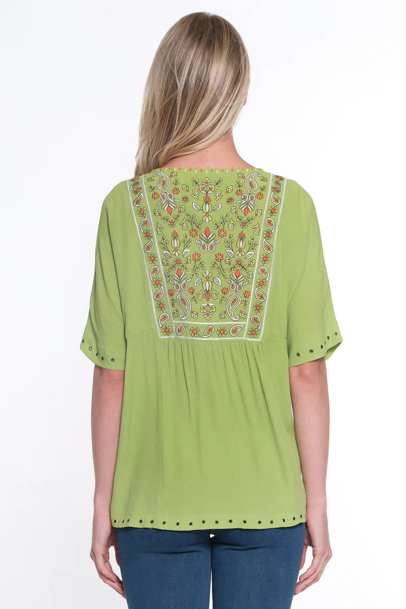 *SALE* JOHN MARK EMBROIDERED TOP - LIME - J24656TMLIME