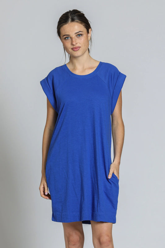 AP NY CAP SLEEVE RAGLAN DRESS - BLUE