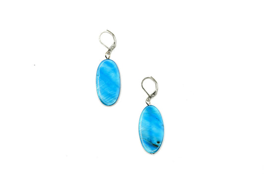 SEA LILY OVAL PEARL EARRINGS - TURQUOISE