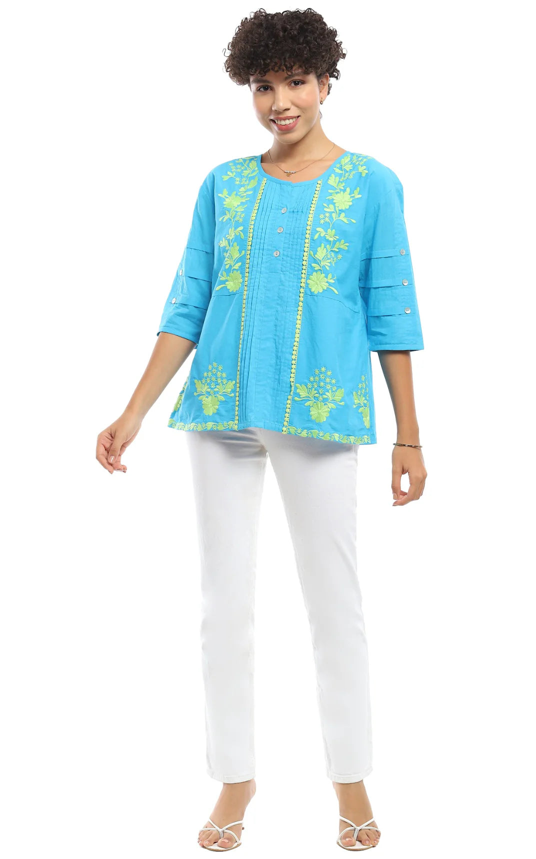 PARSLEY & SAGE INA TOP - TURQUOISE