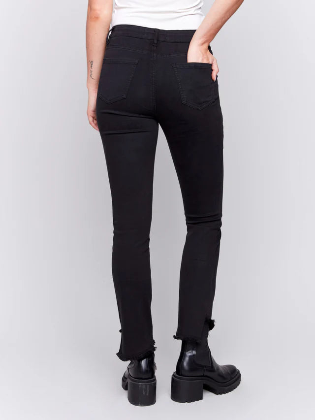 CHARLIE B ASYMMETRICAL TWILL BLACK PANT