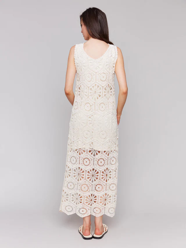 CHARLIE B CROCHET SLEEVELESS MAXI DRESS - NATURAL