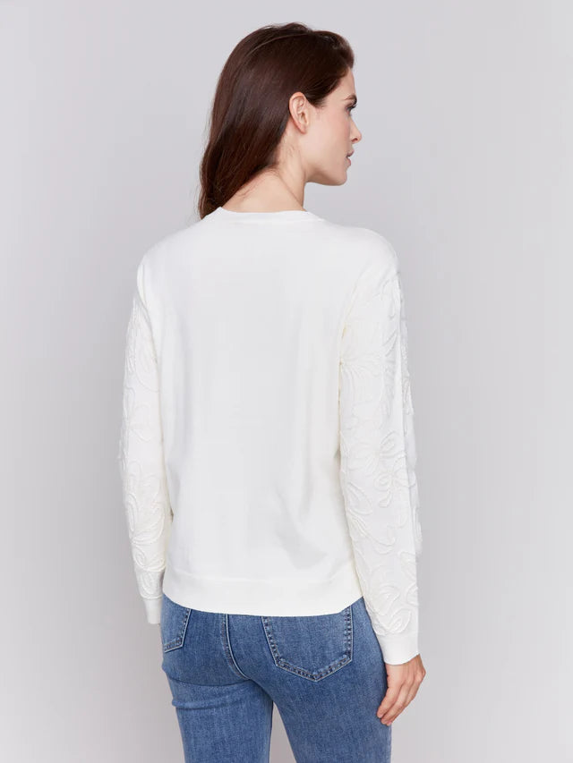 CHARLIE B JACQUARD KNIT SWEATER