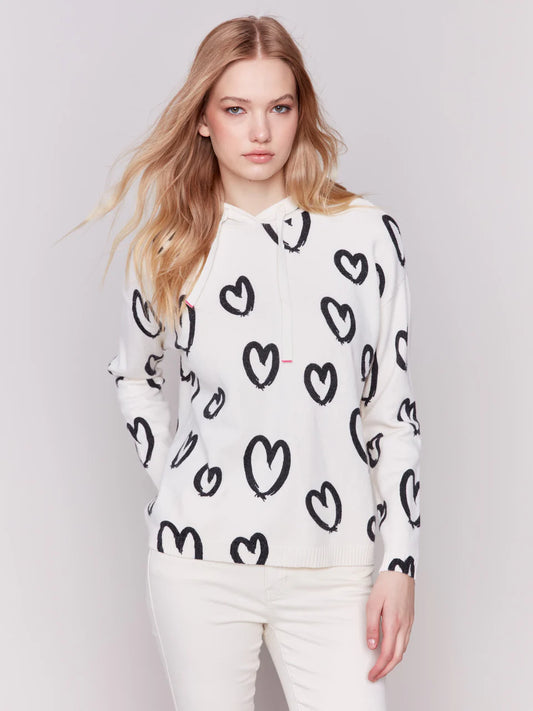 CHARLIE B HOODED HEART SWEATER