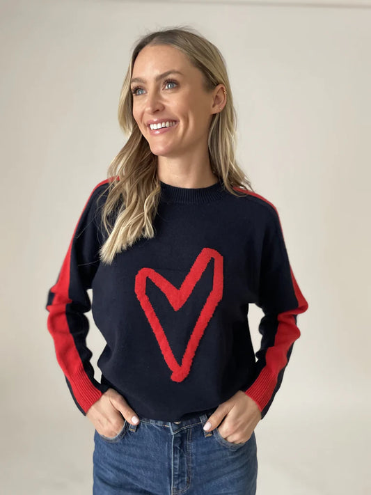 SIX FIFTY LOFTIER HEART SWEATER - NAVY - 5510NVY