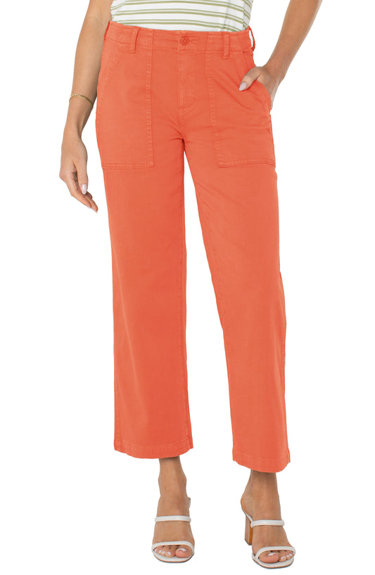 LIVERPOOL CARGO CROPPED WIDE-LEG PANT - PAPAYA ORANGE