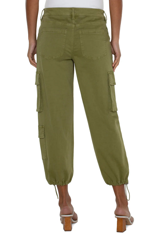 *SALE* LIVERPOOL CARGO PANT W/ CINCH HEM - GREEN - LM5682L12EUP