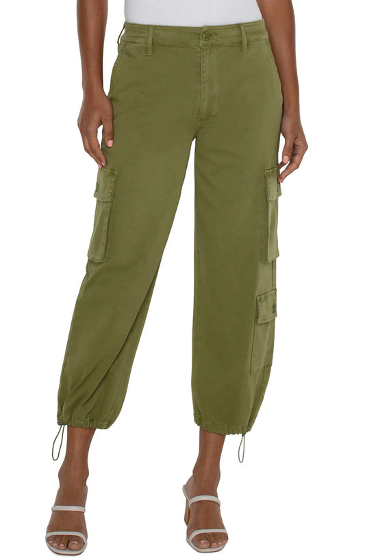 *SALE* LIVERPOOL CARGO PANT W/ CINCH HEM - GREEN - LM5682L12EUP